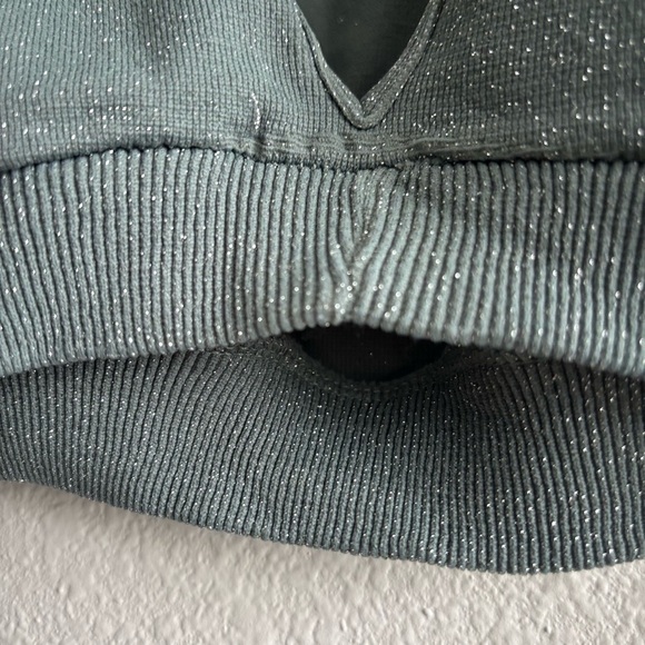 Free People Metallic Greenish Blue Sparkly Plunging V Neck Bralette XS/S - Picture 6 of 6